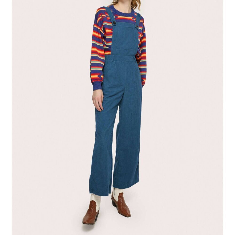 Cider Corduroy Wide Leg Women's Jumpsuit Size Large Blue/Green Oversized NWT